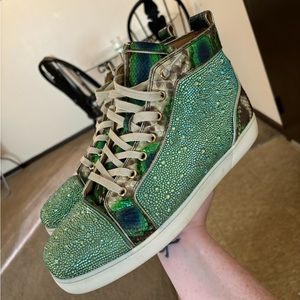 Christian Louboutin Green & Blue snake skin.